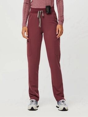 FIGS Dark Cherry Yola 2.0 skinny scrub pants XS regular